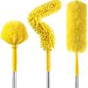17 Foot High Reach Duster Kit with 2-to-9 Foot Extension Pole, Newliton 3-in-1 High Ceiling Chenille Duster, Microfiber Duster, Cobweb Duster, Indoor & Outdoor Extendable Bendable Duster Cleaning Set