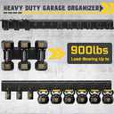 64" Garage Wall Organizer 12 Longer & Thicker Hooks + 2 Straps, 900 Lbs Heavy Duty Steel Garden Tool Storage Rack & Garage Organization for Yard, Shed, Garage