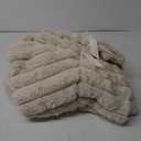 Cozy Bliss Faux Fur Throw Blanket for Couch, Cozy Warm Plush Striped Blanket for Sofa Bedroom Living Room, 50 * 60 Inches Beige