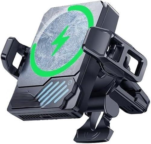 SL35 Magnetic Wireless Car Charger, 15W Fast Charging Phone Holder with Cooling Fan, Compatible with iPhone 16/15/14/13/12 Pro Max, Compatible with Samsung S24/S23 Ultra, All Qi-Enabled Phones