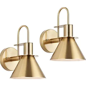 WILON Gold Wall Sconces Set of Two Indoor Wall Lights with E26 Base Industrial Gooseneck Barn Wall Lamp Modern Brass Wall Sconce Light for Bedroom Living Room Kitchen Sink Bedside Bathroom