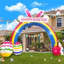 Danxilu 10 FT Easter Inflatables Decorations, Bunny Inflatable Rainbow Archway with LED Lights Blow Ups Yard Decoration for Holiday Party Indoor Outdoor Garden Lawn Dcor