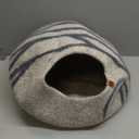 MEOWFIA Cat Cave  Premium Felt Cat Bed for Indoor Cats, Handmade Merino Wool (Light Grey, Large)