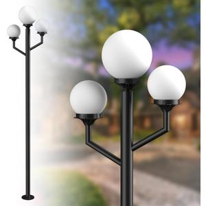 79'' Outdoor Lamp Post Light with 3 Lights(3Pcs 10W LED Bulbs Included) Waterproof Street Light Pole Lamp for Outside Black Outdoor Post Light for Garden/Yard/Patio-Black