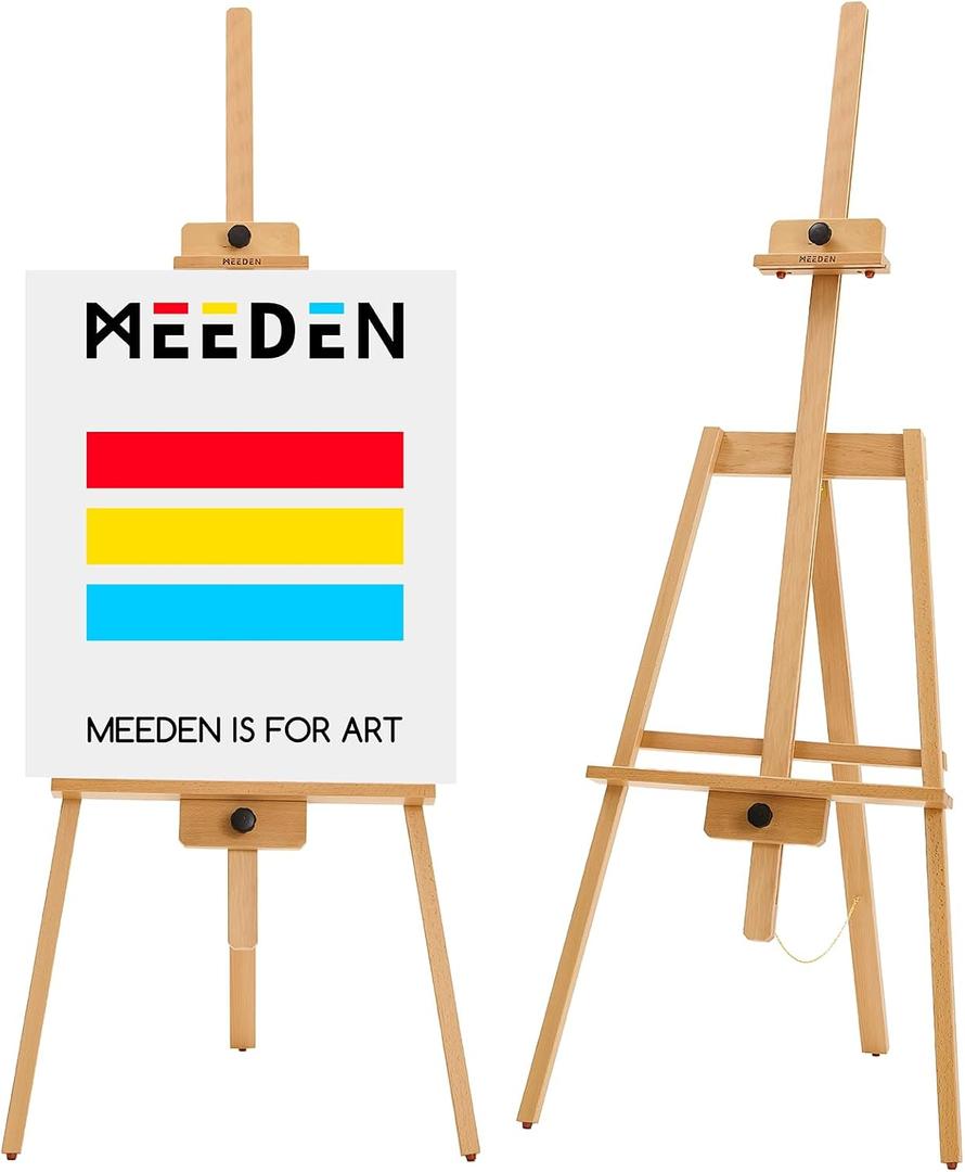 MEEDEN Art Easel Stand for Painting - Beech Wood Adjustable Easel Painting Holds Canvas up to 43" - Wooden Artist Easel for Adults Paint Wedding Sign Poster Display - Natural