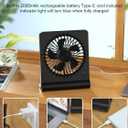 Small Desk Fan,Rechargeable USB Fan Battery Operated,Ultra Quiet, Strong Wind, 3 Speeds Travel Fans