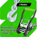 Car Tie Down Straps with Chain Anchors, 10,000LBS Break Strength, J Hooks