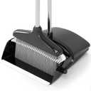 Broom with Dustpan Combo Set (54) Long Handle Household Dust Pan for Home Office Kitchen Cleaning Black & Grey