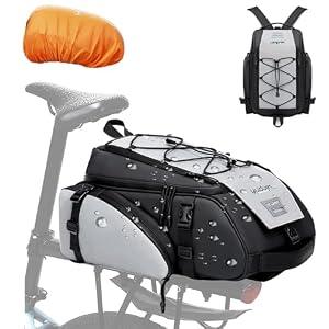 19L Reflective Bike Rack Bag Water Resistant Cycling Pannier Saddle Shoulder Bag with Rain Cover 4-in-1 Versatile Bag Accessories for Travel Commuting Shopping Outdoor Cycling Night-Riding Fitness