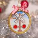 3 x Santa Claus Crossing Christmas Ornament  Wooden Railroad Crossing Sign Ornament with Santa Sleigh  Fun Novelty Holiday Tree Decoration Gift O112