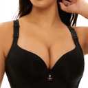 Padded Push Up Bras for Women Seamless Underwire T-Shirt Bra 32A to 46DD (34DD, Black)