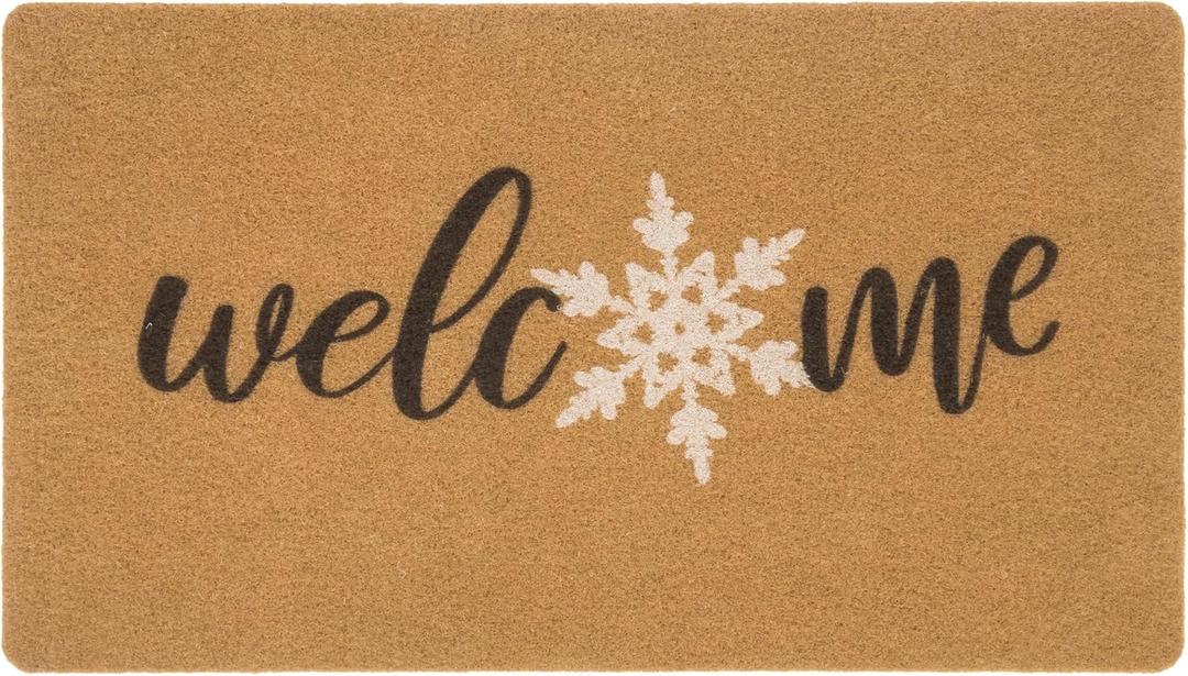 Winter-Welcome-Doormat Outdoor-Entrance Non-Slip Pine Trees Front Door Mat Seasonal Door Mat for Porch Farmhouse 17 x 29 Inch (Snowflake)