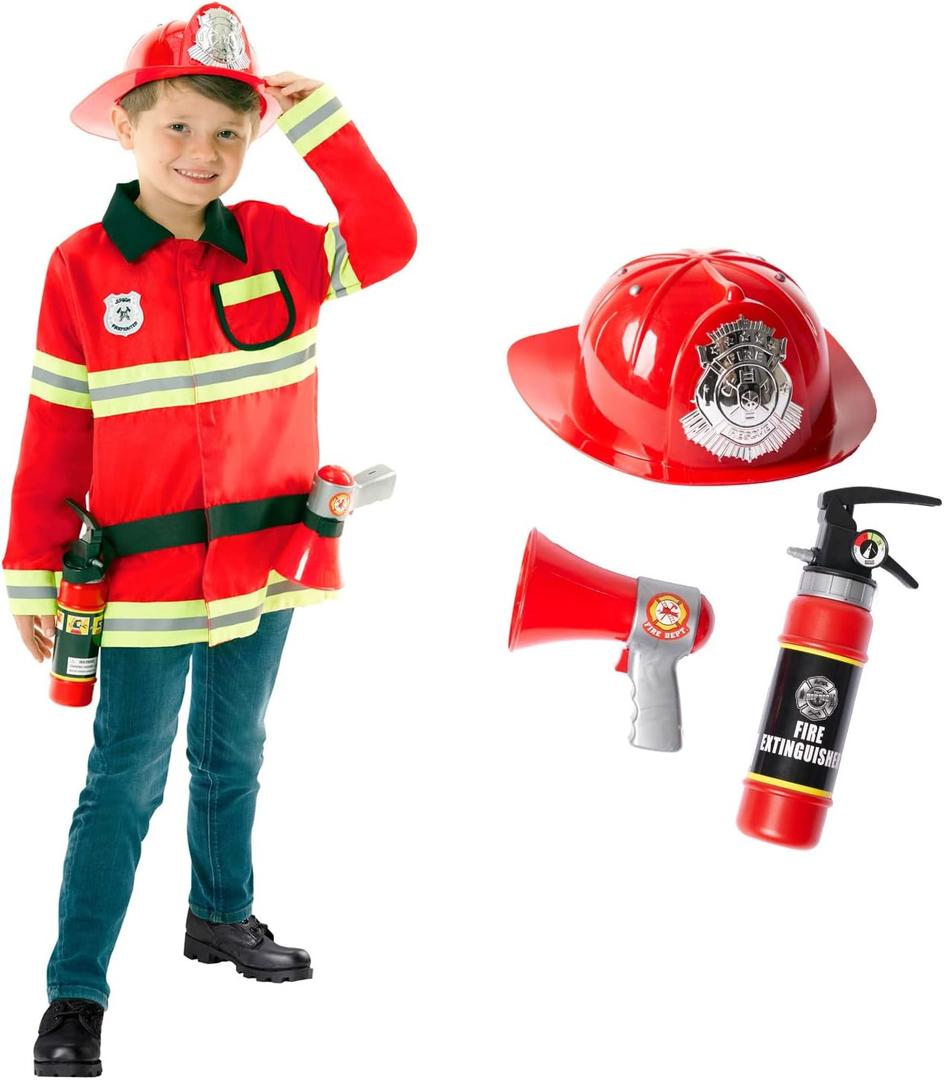 Morph Firefighter Costume for Kids - Fireman Outfit for Boys and Girls - Fun Role Play Dress Up Costume (4-6 Years)