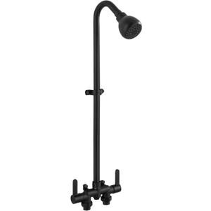Aolemi Outdoor Shower Fixtures Kit Faucet System 3 Inch Center with Showerhead 2 Handle Exposed Shower with Brass Mix Valve Matte Black