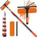 30FT High Window Cleaning Kit with Pole,2 in 1 Window Squeegee for Window Cleaning,5-24FT Professional Window Clean Pole Kit Include Replacement,180Rotatable Squeegee for Indoor/Outdoor High Windows