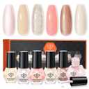 5 x modelones Nail Polish Set, 6 Colors Pearl White Pink Nude Mini Nail Polish Set,Wedding Shimmer Champagne Nail Quick Dry Art DIY Home Salon Nail Art Manicure Gift for Women Girls