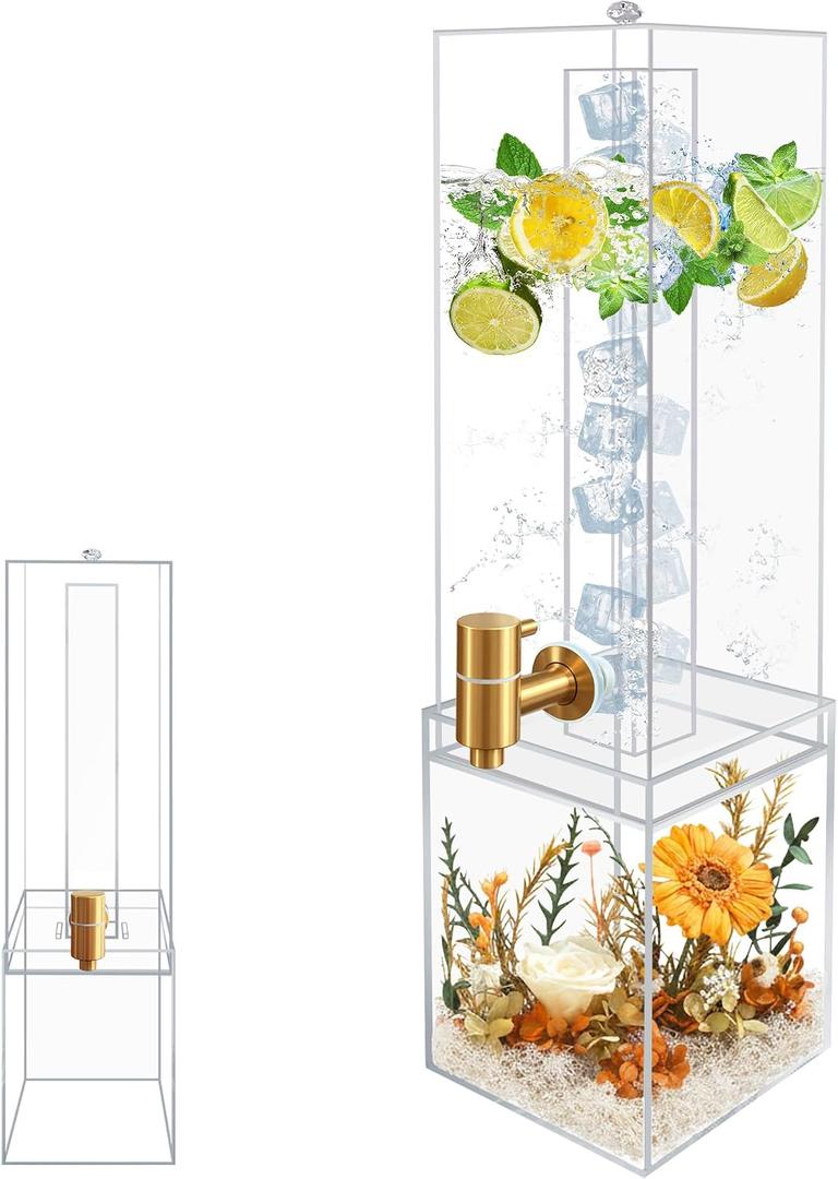 2 Gallon Large Drink Dispenser, Drink Dispenser with Acrylic Stand, Drink Dispensers for Parties with Ice Core, Beverage Dispenser with Airtight Valve for Water, Punch, Juice