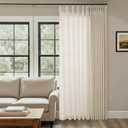 Pinch Pleat Linen 100 Inch Wide Curtains 90 Inches Long for Living Room Light Filtering Semi Sheer Farmhouse Sand Beige Pleated Curtain Hooks Rings for Patio Sliding Door Dining Room Large Window