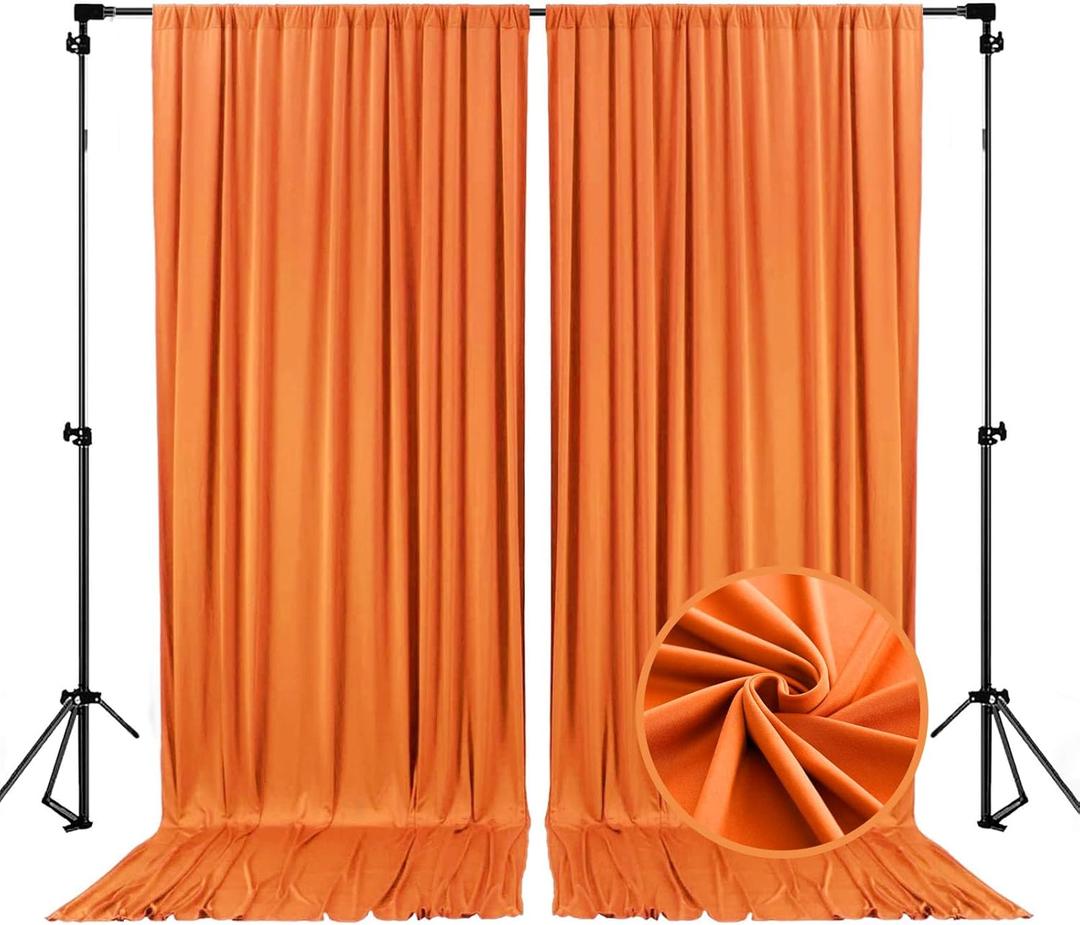 10 x 7 Feet Orange Backdrop Curtain for Partie, Background Curtains for Photoshoot, Birthday, Wedding, Halloween, Thanksgiving, Christmas, New Year Party Decorations 5Ft x 7Ft, 2 Panels