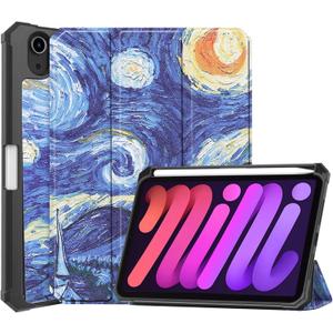 for Apple iPad mini 6/7 8.3" 2021 2024 A2567 A2568 A2993 A2995 A2996 Smart Cover,Ultra Folio Stand Lightweight with Stylus Holder Leather Case for iPad mini 6th 7th Gen (TPU-Starry Sky)