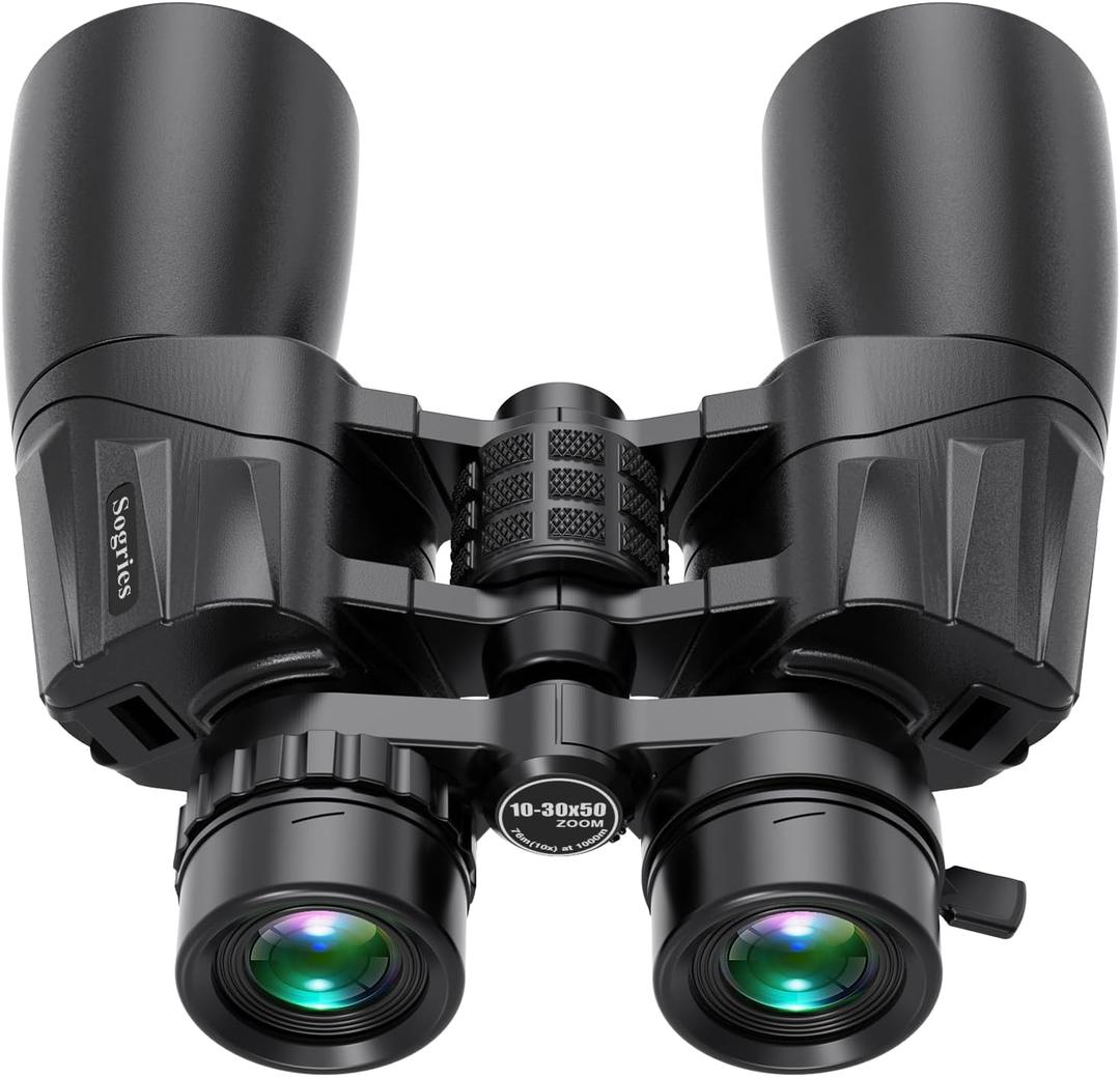 10-30x50 Zoom Binoculars for Adults, High Powered Military Binoculars for Bird Watching Traveling Hunting Concerts with Large View,BAK4,FMC Lens,Clear Low Light Vision at Night