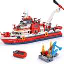 Rescue Fire Boat Building Set, Compatible with Lego City Fire Rescue Boat Building Blocks Toy Set Collection, STEM Toy Gift for Kids 6-12+, Boys and Girls, 588 Pieces