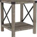 Walker Edison Sedalia Modern Farmhouse Metal X Side Table, 18 Inch, Grey Wash