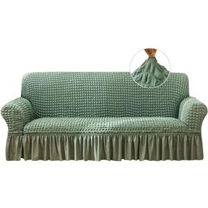 Qubjus Stretch Sofa Slipcover Sofa Covers Washable Couch Sofa Bed Cover Easy Fit Furniture Protector with Elastic Bottom and Skirt (Green, Medium)