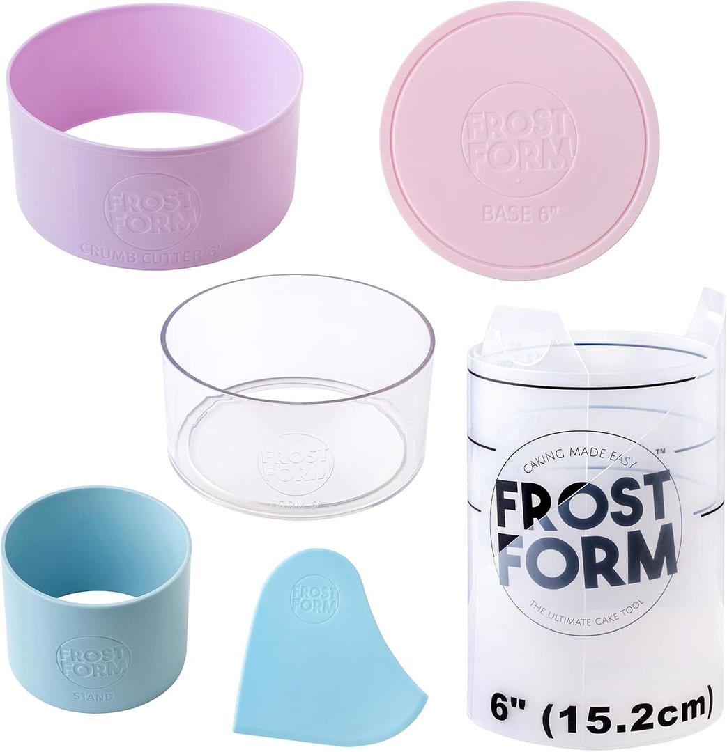 Frost Form Acrylic Starter Kit (6 inch) 6-Piece Set | Professional-Quality 5 Inches Tall| Food-Grade Plastic | Perfectly Straight Cakes | Beginners and Pros | Cake Decorating Kit