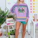 DUTUT Mardi Gras Sweatshirt for Women: Mardi Gras Shirt Sequin Sparkly Crewneck Sweater Carnival Party Pullover Top (Small, Purple)