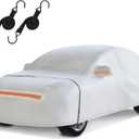 Waterproof Car Cover for Hatchback: 6-Layer All-Weather Protection from Rain, Snow, UV & Dust - Universal Fit for Hatchbacks up to 165 inches with Zipper Door & Windproof Straps, Silver