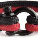 Mens Rope Bracelet - Stainless Steel Black Shackle, Extremely Durable and Scratch Resistant Waterproof Paracord, Handmade, Nautical Wristband for Men, Chain Length: 7.75 Inches