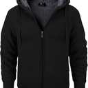 GEEK LIGHTING Men’s Fleece-Lined Zip Up Hoodie, Thick Hooded Jacket Winter Warm Athletic Sweatshirt (Size XL, Black)