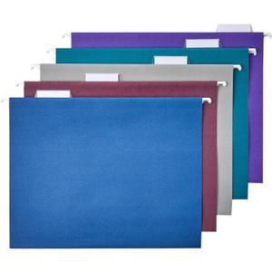 Amazon Basics Hanging File Folders, Sturdy, Letter Size, 25-Pack, Assorted Jewel-tone Colors