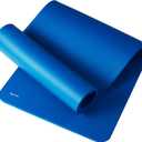 Amazon Basics 1/2 Inch Extra Thick Exercise Yoga Mat with Carrying Strap for Home Workouts and Fitness, Non-Slip, Cushioned Support, 74" x 24" x 0.5", Blue