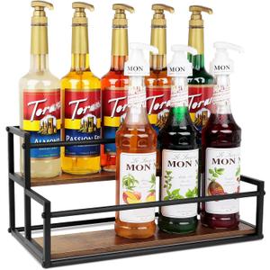 Happilif Coffee Syrup Rack Organizer, 2-Tier 10-Bottle Syrup Holder Stand for Coffee Bar &  Display Shelf, Countertop Stand for Coffee Syrups, Spice, Soda Bar
