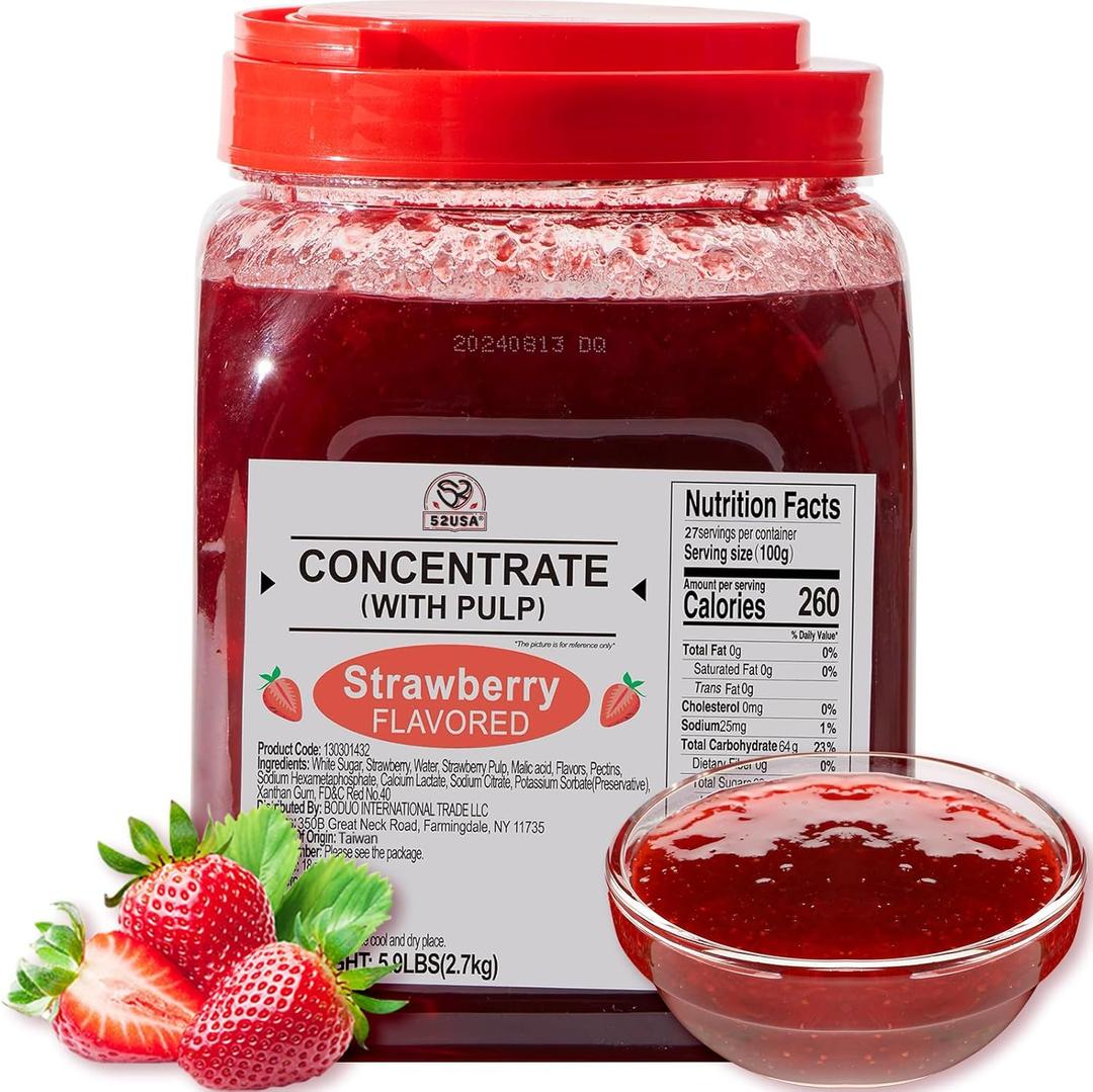 52USA Strawberry Flavored Jam 2.7kg – Large Food Service Size, Sweet and Fruity Spread for Baking, Cooking & Breakfast, Best By: 2024/13/08