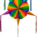 Mexican Piata (Medium 26 inches) - Rainbow Piniata - Authentic Handmade Foldable Large Pinata for Birthday Party - Piatas para Cumpleaos - Mexican Star Pinata - Cinco de Mayo Pinatas