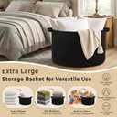 OIAHOMY 90L Blanket Basket for Living Room, Large Basket 23" x 23" x 13" with Handle, Laundry Hamper for Blankets, Pillows, Toy Storage for Kids, Dogs - Black