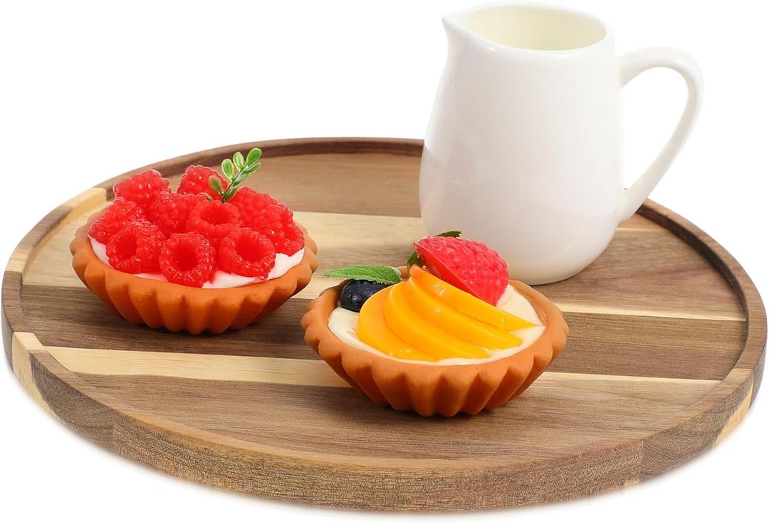 Rotating Round Wood Tray Decorative Tray for Kitchen Countertop for Coffee Table Bathroom Organizer Charming Farmhouse Kitchen Decor