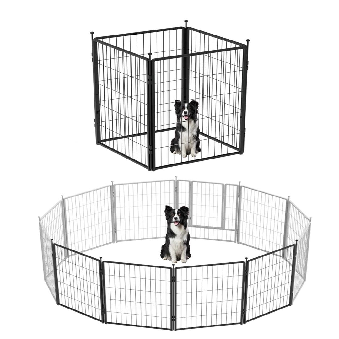 PETREEK Dog Playpen Add-on 36 inch 4 Panels for Indoor & Outdoor Use Heavy-Duty Metal Pet Fence with Ground Stakes, Rounded Ball Tops for Safety, Stable & Foldable Design, Easy to Assemble