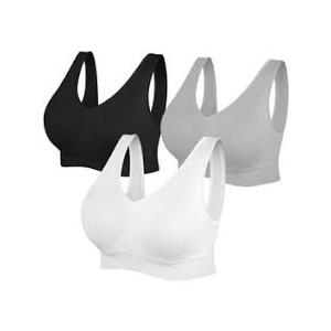 3 Pack Womens Sports Bras，Wireless Comfortable Seamless Sleep Yoga Sports Bras for Women with Removable Pads, 3 XL