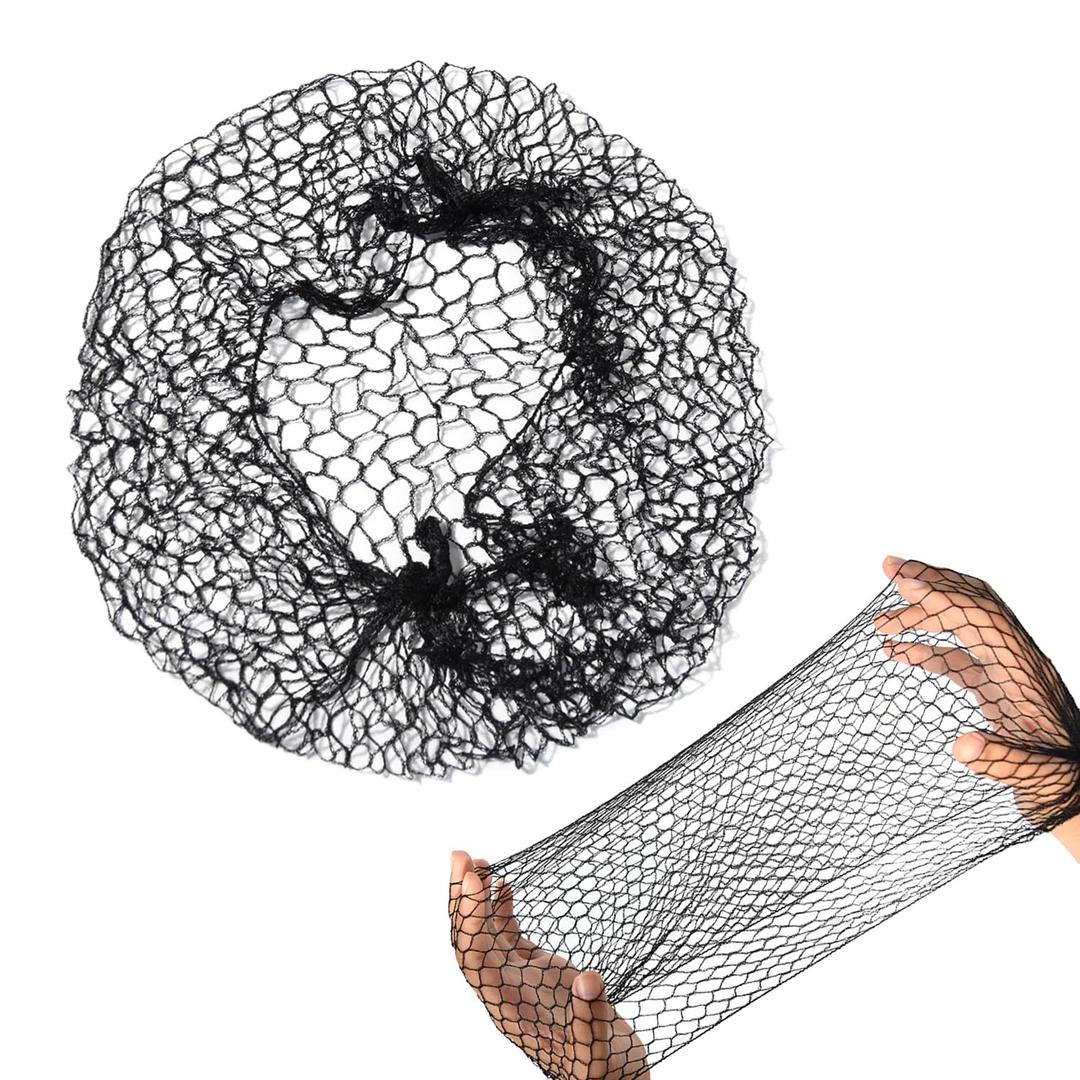 YANTAISIYU 12 Pcs Thicker Black Invisible Elastic Edge Mesh Wig Net, Reusable Hair Net for Women Hair Bun Food Service Ballet (20 Inch)