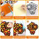 QOUBAI 32 Sets Fall Bouquet Suncatchers Craft Kit DIY Window Stained Glass Effect Autumn Bouquet Paper Crafts Home School Classroom Decoration Kid Birthday Gift Creative Art Project Activity Game