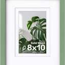 Egofine 8x10 Picture Frame Made of Solid Wood Covered by Plexiglass, Display Pictures 4x6/5x7 with Mat or 8x10 Without Mat for Table Top Display and Wall Mounting Photo Frame, Green