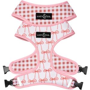 Lucy & Co. Cute Reversible Dog Harness Walking Halter - Best Designer Pet Harnesses for XS - XL Dogs - Padded Adjustable Vest for Easy Walking (Large, Ballet Bows - White & Pink Bows)