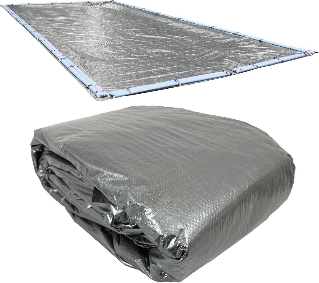 Pool Mate 16 x 36 ft Classic Silver Winter Pool Cover for Inground Pools, 5 ft Overlap (21 x 41 ft Cover Size), Solid 8 x 8 Scrim, 2.36 oz/yd2,  Style: 551636RA