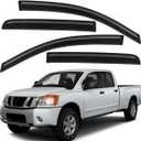 Original Sun Rain Guards Window Wind Vent Deflector fit for 2004-2015 Nissan Titan Crew Cab, 4pcs Out-Channel Tape On Dark Smoke Window Visor 94858