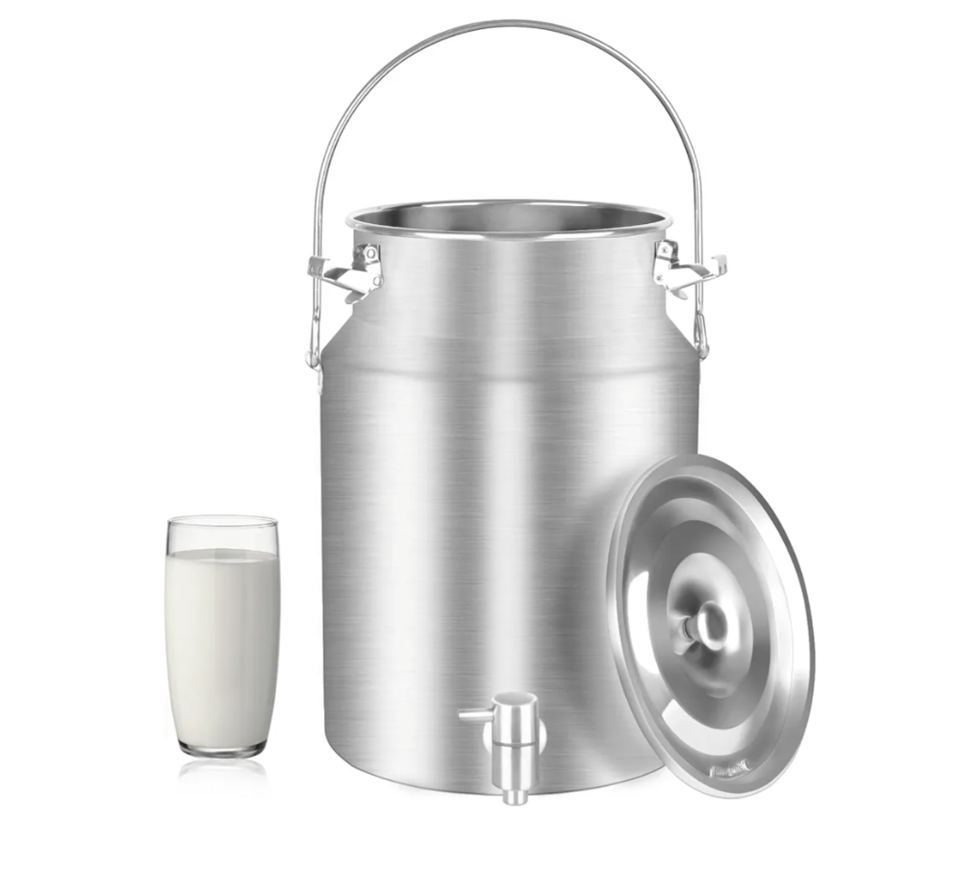 304 Stainless Steel 10 Liter Milk Can Milk Bucket Liquor Pail Bucket with Spigot 2.64 Gallon Milk Can Tote Jug with Sealed Lid Heavy Duty for Milk and Liquor