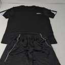 BUYJYA Men's Workout Clothes Athletic Shorts Shirt Set  Basketball Football Training Running Gym Christmas gifts, L